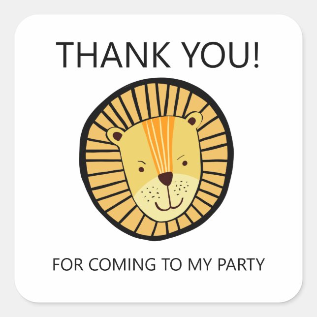 Adesivo Quadrado Festa de aniversário Lion Boys (Frente)