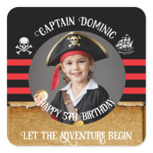 Festa de aniversário pirata com foto e texto perso