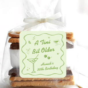 Adesivo Quadrado Festa de aniversário temática Green Martini