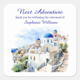 Adesivo Quadrado Festa de aposentadoria da ilha de destino Grécia