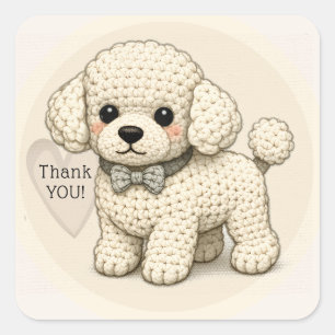 Adesivo Quadrado Festa de Cachorrinho de Poodle Adorável Ilustração