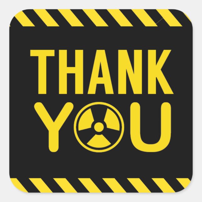 Adesivo Quadrado Festa de Ciência Obrigado Tag (Frente)