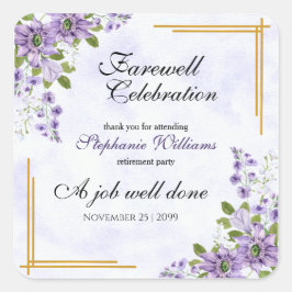 Adesivo Quadrado Festa de Despedida das Mulheres Clássicas Elegante