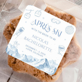 Adesivo Quadrado Festa de Despedida de Solteira Apres Ski de Invern