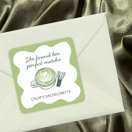 Adesivo Quadrado Festa de Despedida de Solteira Chá Verde Matcha Pe