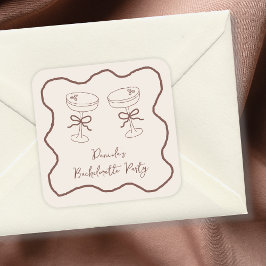 Adesivo Quadrado Festa de Despedida de Solteira com Ilustrações de