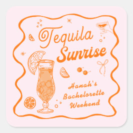 Adesivo Quadrado Festa de Despedida de Solteira Tequila Sunrise