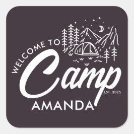 Adesivo Quadrado Festa de Despedida no Acampamento Personalizado na