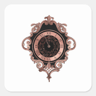 Adesivo Quadrado Festa de Envelope de Ano Novo Dourado de rosa