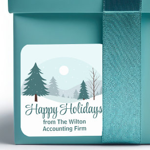 Adesivo Quadrado Festa de Férias de Inverno das Árvores de Natal