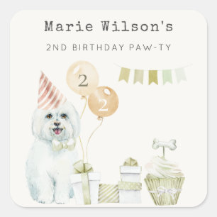 Adesivo Quadrado Festa de Ferrugem Verde Bonita Cachorro Cachorro q