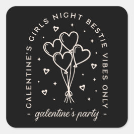 Adesivo Quadrado Festa de Galentines sobre raparigas noite negra