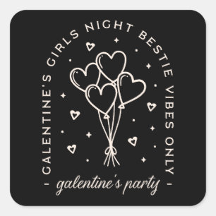Adesivo Quadrado Festa de Galentines sobre raparigas noite negra