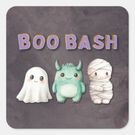 Adesivo Quadrado Festa de Halloween de Figurino Bonito