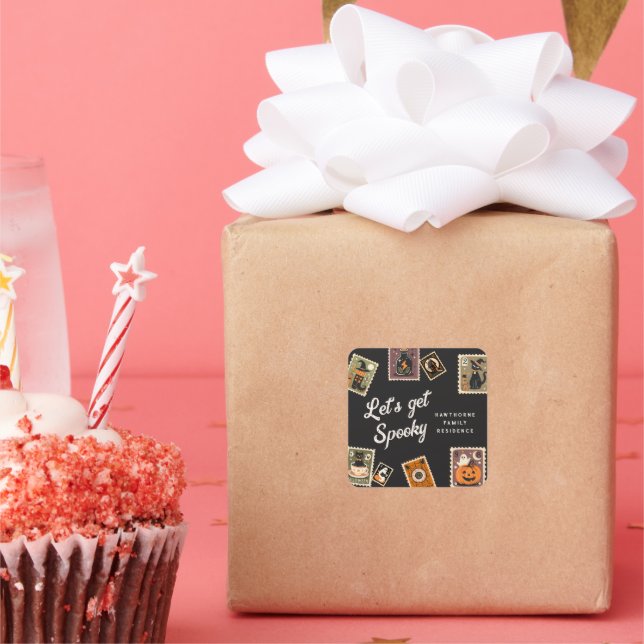 Adesivo Quadrado Festa de Halloween do Cartaz Spooky (Festa)