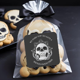 Adesivo Quadrado Festa de Halloween do Caveira Gótica