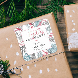 Adesivo Quadrado Festa de inverno verde festiva