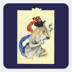 Adesivo Quadrado Festa de Mascarada Patriótica Vintage 4 de Julho