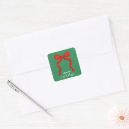 Adesivo Quadrado Festa de Natal com Laço Vermelho Elegante - 