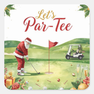 Adesivo Quadrado Festa de Natal de Golfe Vamos Par tee com Papai No