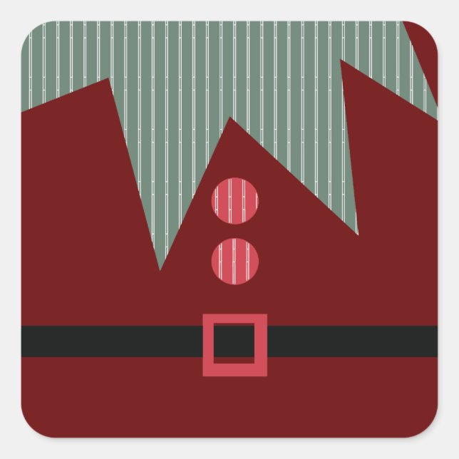 Adesivo Quadrado Festa de Natal Elf Suit Holiday (Frente)