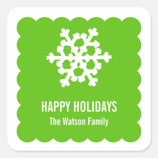 Adesivo Quadrado Festa de natal verde com neve moderna (Frente)