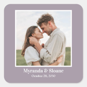 Adesivo Quadrado Festa de noivado de Fotografias Roxo