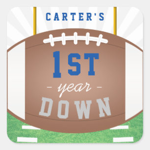 Adesivo Quadrado Festa De primeiro aniversario Do Tema De Futebol N