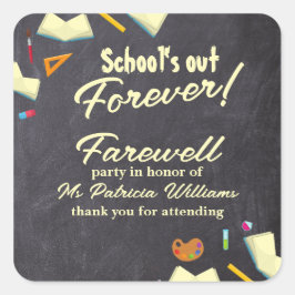 Adesivo Quadrado Festa de Professores Aposentados de Chalkboard
