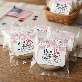 Adesivo Quadrado Festa de Revelação de Gênero do Dia 4 de Julho com