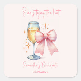 Adesivo Quadrado Festa de Solteira Arco Rosa Coquette 