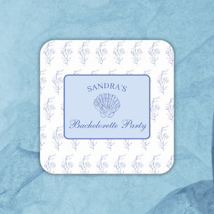 Adesivo Quadrado Festa de Solteira da Vovó Costeira na Praia