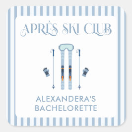 Adesivo Quadrado Festa de solteira de Esqui de Winter Apre