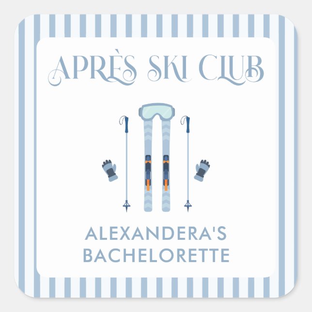 Adesivo Quadrado Festa de solteira de Esqui de Winter Apre (Frente)