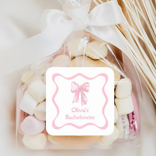 Adesivo Quadrado Festa de solteira do Casando rosa