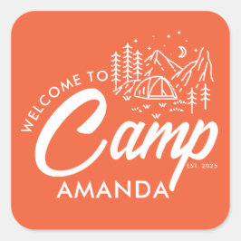 Adesivo Quadrado Festa de Solteira Personalizada no Acampamento na 