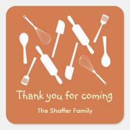 Adesivo Quadrado Festa de sorte de Ação de Graças da cozinha laranj