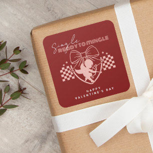 Adesivo Quadrado Festa do Dia dos Namorados do Cupido Solteiro