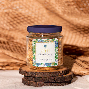 Adesivo Quadrado Festa Dourada de 25 de Casamento de Hydrangea