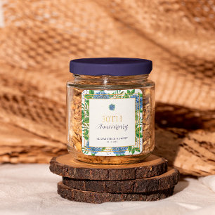 Adesivo Quadrado Festa Dourada de 30 de Casamento de Hydrangea