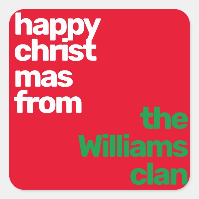 Adesivo Quadrado Festa moderna personalizada mínima de Natal verde (Frente)