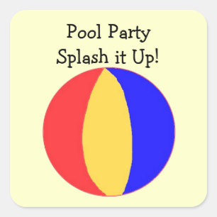 Adesivo Quadrado Festa na Piscina - Bola de Praia