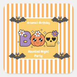 Adesivo Quadrado Festa Noturna Assombrada Aniversário - Noite de Ha