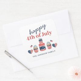 Adesivo Quadrado Festa Vermelha E Branco E Azul 4 De Julho