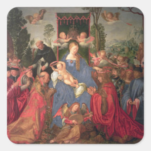 Adesivo Quadrado Festão do Altarpiece dos rosas, 1600