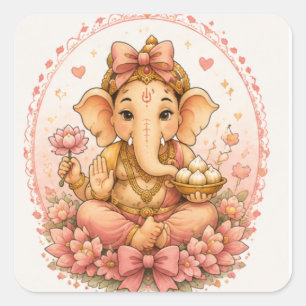 Adesivo Quadrado Festival Cute Ganesha Ganesh Chaturthi