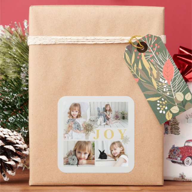 Adesivo Quadrado Festivas Peças de Alegria Dourada Férias de Natal (Feriado)