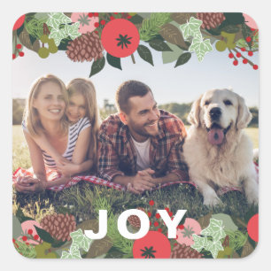 Adesivo Quadrado Festivo Festa de Alegria Botânica Tipo Foto de Nat