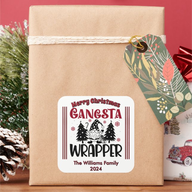 Adesivo Quadrado Festivo Gangsta Wrapper Com Elementos De Natal (Feriado)
