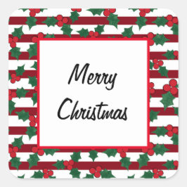 Adesivo Quadrado Festivo Holly No Natal Das Gretas Vermelhas